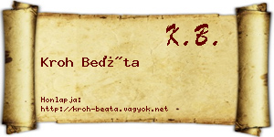 Kroh Beáta névjegykártya